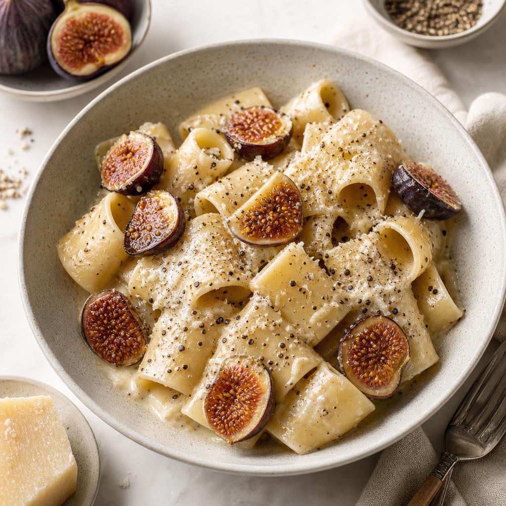 Caramelized Fig Paccheri with Pecorino Pepper Cream