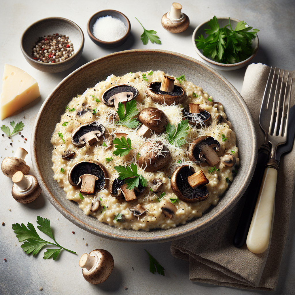 Mushroom Risotto with Parmigiano Reggiano and Fresh Italian Parsley