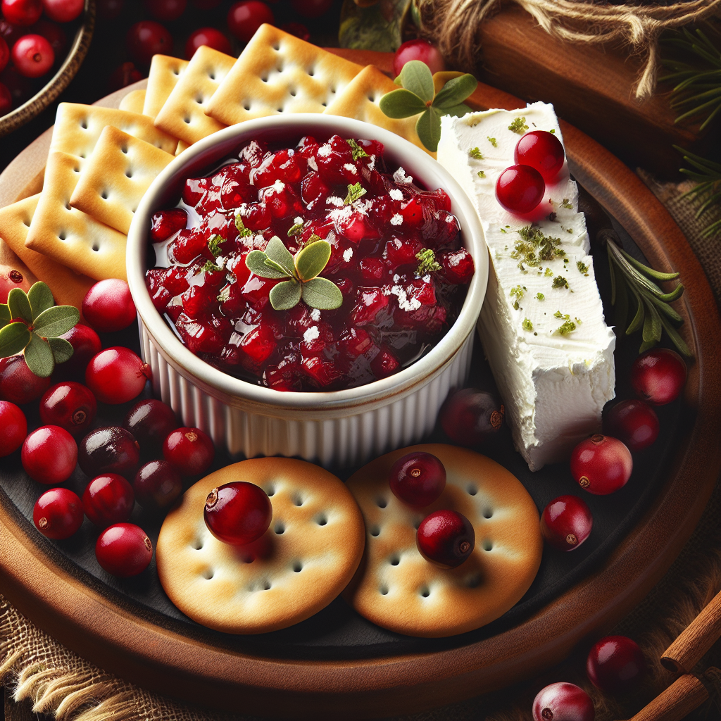 Cranberry Salsa with Cream Cheese and Crackers