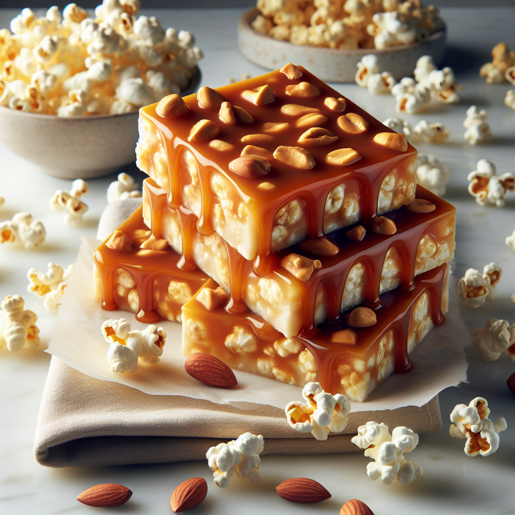 Caramel Peanut Popcorn Bars