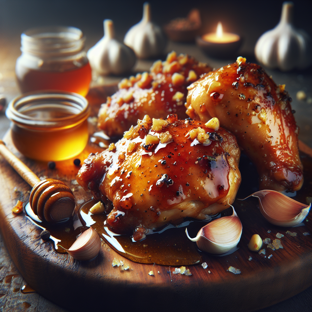 Sticky Garlic Honey Chicken Thighs