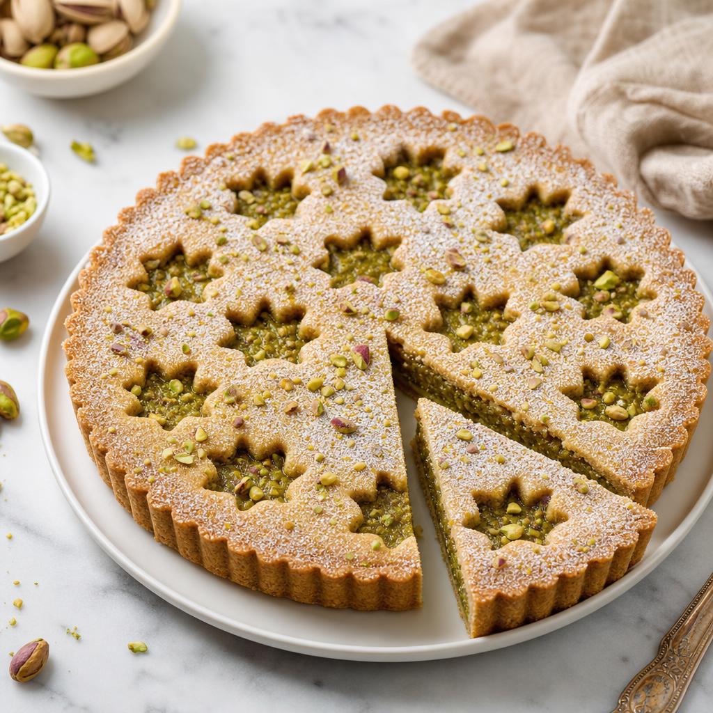 Pistachio Linzer Tart