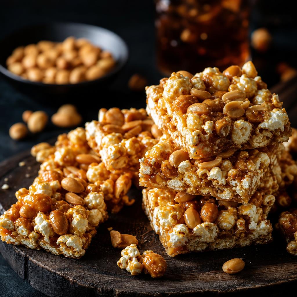 Caramel Peanut Popcorn Bars